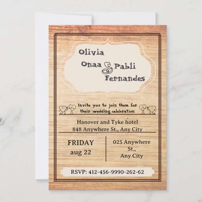 Plantilla de Invitación de Boda de Granero Rústico (Anverso)
