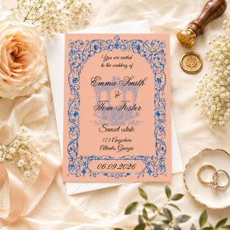 Plantilla de Invitación de Boda de Iglesia Vintage