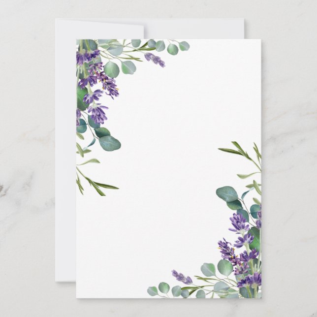 Plantilla de Invitación de Boda de Lavanda Eucalip (Anverso)