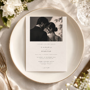Plantilla de Invitación de Boda de Lujo con Foto C