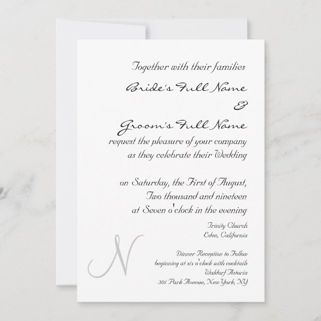 PLANTILLA DE INVITACIÓN DE BODA DE MONOGRAMA DE PL (Anverso)