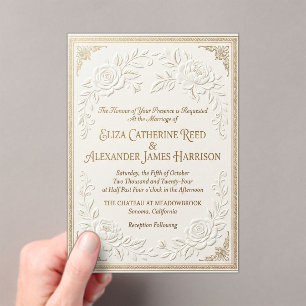 Plantilla de Invitación de Boda de Oro de Lujo