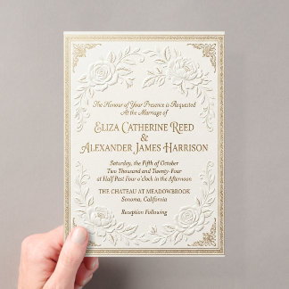 Plantilla de Invitación de Boda de Oro de Lujo