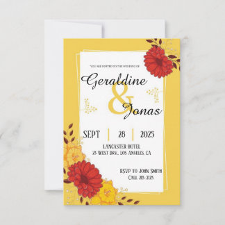 Plantilla de Invitación de Boda de Oro Rojo