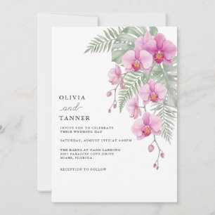Plantilla de Invitación de Boda de Orquídea Rosa