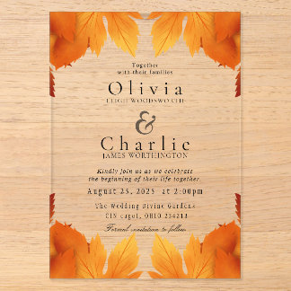 Plantilla de Invitación de Boda de Otoño