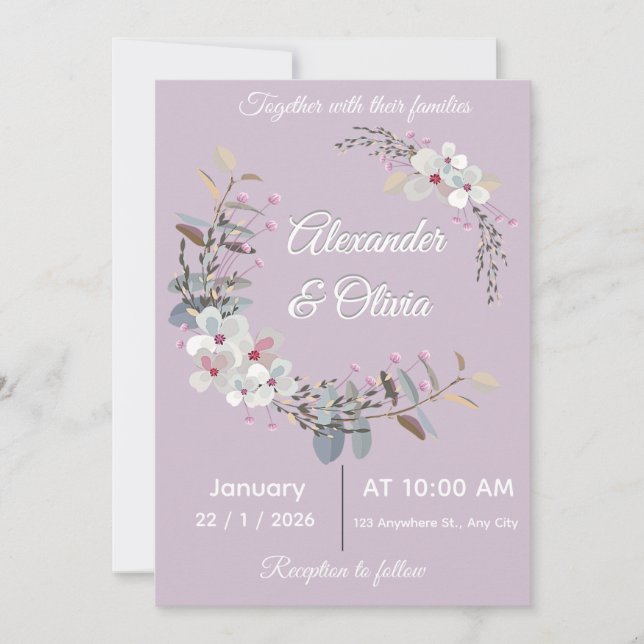 Plantilla de Invitación de Boda - Editable e impri (Anverso)
