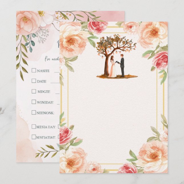Plantilla de Invitación de Boda Editable Personali (Anverso / Reverso)