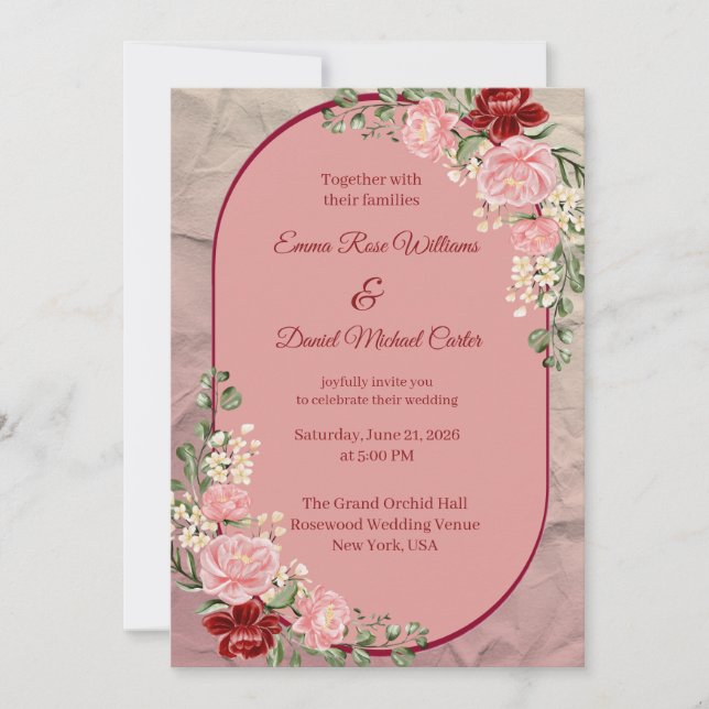 Plantilla de Invitación de Boda Elegante (Anverso)