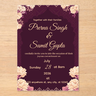 Plantilla de Invitación de Boda Elegante - Flo Rom