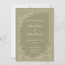 Plantilla de Invitación de Boda Elegante Verde Sal