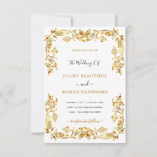 Plantilla de Invitación de Boda enmarcada con Flor