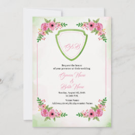Plantilla de invitación de boda floral