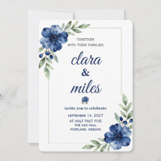 Plantilla de Invitación de Boda Floral Acuarela Az