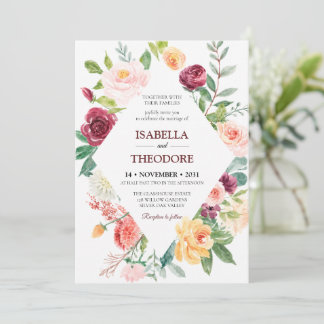 Plantilla de Invitación de Boda Floral Acuarela El