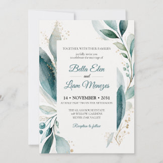 Plantilla de Invitación de Boda Floral Acuarela El
