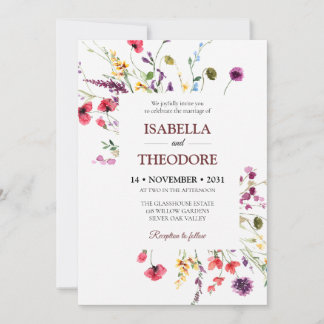 Plantilla de Invitación de Boda Floral Acuarela El