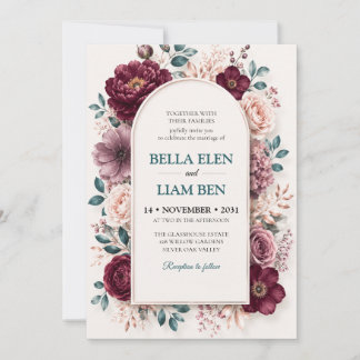 Plantilla de Invitación de Boda Floral Acuarela El