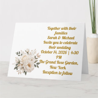 Plantilla de Invitación de Boda Floral Beige Elega