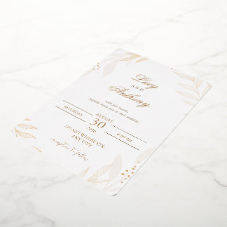 Plantilla de Invitación de Boda Floral Beige Elega