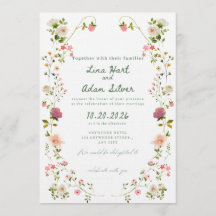 Plantilla de Invitación de Boda Floral con Acuarel