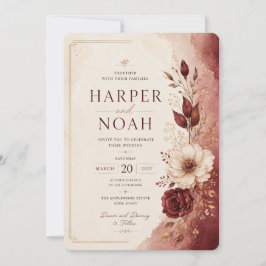 Plantilla de Invitación de Boda Floral de Lujo