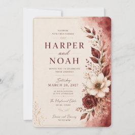 Plantilla de Invitación de Boda Floral de Lujo