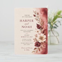 Plantilla de Invitación de Boda Floral de Lujo