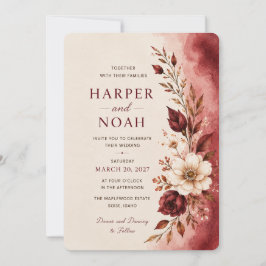 Plantilla de Invitación de Boda Floral de Lujo