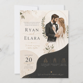 Plantilla de Invitación de Boda Floral Elegante