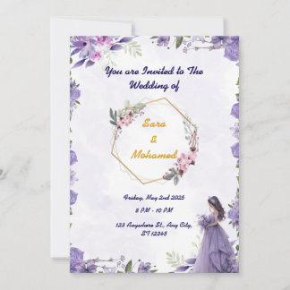 Plantilla de invitación de boda floral elegante