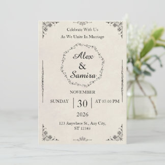 Plantilla de Invitación de Boda Floral Elegante