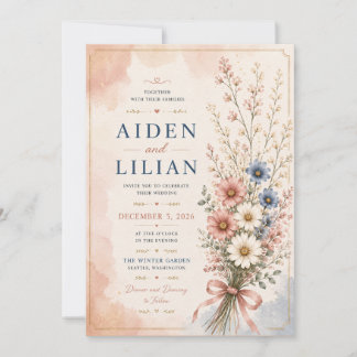 Plantilla de Invitación de Boda Floral Elegante