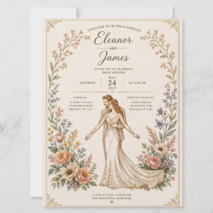 Plantilla de Invitación de Boda Floral Elegante