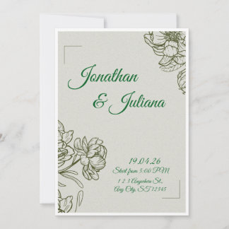 Plantilla de invitación de boda floral elegante 