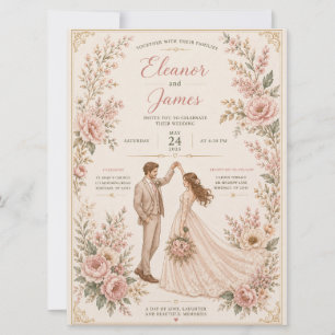 Plantilla de Invitación de Boda Floral Elegante