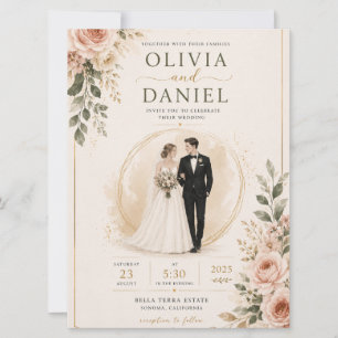 Plantilla de Invitación de Boda Floral Elegante
