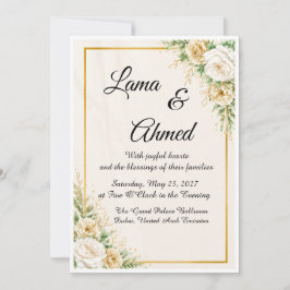 Plantilla de Invitación de Boda Floral Marfil Dora