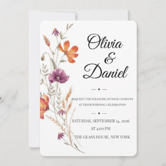 Plantilla de Invitación de Boda Floral Minimalista
