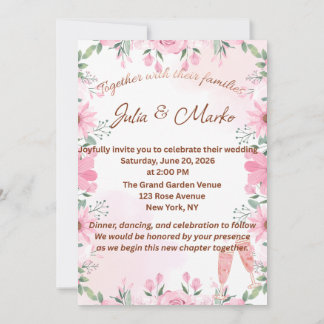 Plantilla de Invitación de Boda Floral Romántica