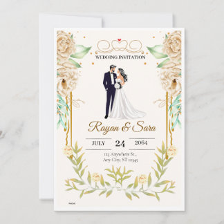Plantilla de Invitación de Boda Floral Romántica