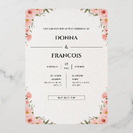 Plantilla de Invitación de Boda Floral Rosa Sonroj