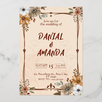 Plantilla de Invitación de Boda Floral Rústica Edi
