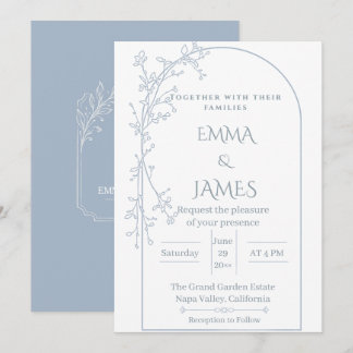 Plantilla de Invitación de Boda Geométrica Azul Po