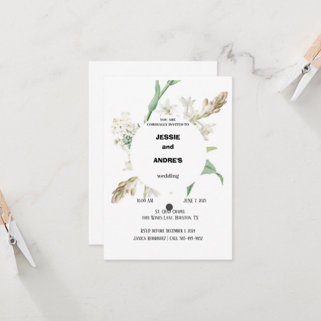 Plantilla de invitación de boda imprimible (Anverso/Reverso In Situ)