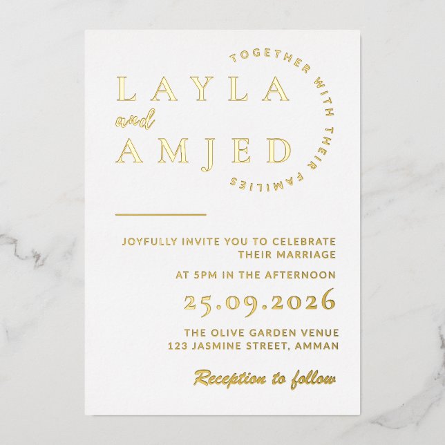 Plantilla de invitación de boda minimalista (Anverso)