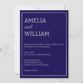 Plantilla de Invitación de Boda Minimalista Azul O