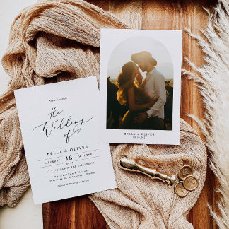 Plantilla de Invitación de Boda Minimalista con Fo