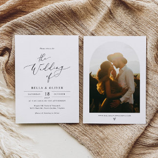 Plantilla de Invitación de Boda Minimalista con Fo
