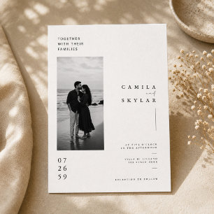 Plantilla de invitación de boda minimalista coster